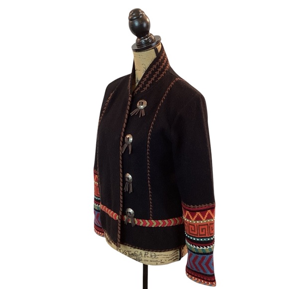Icelandic Aztec Wool Snap Front Multi-Color Jacket - Picture 2 of 10